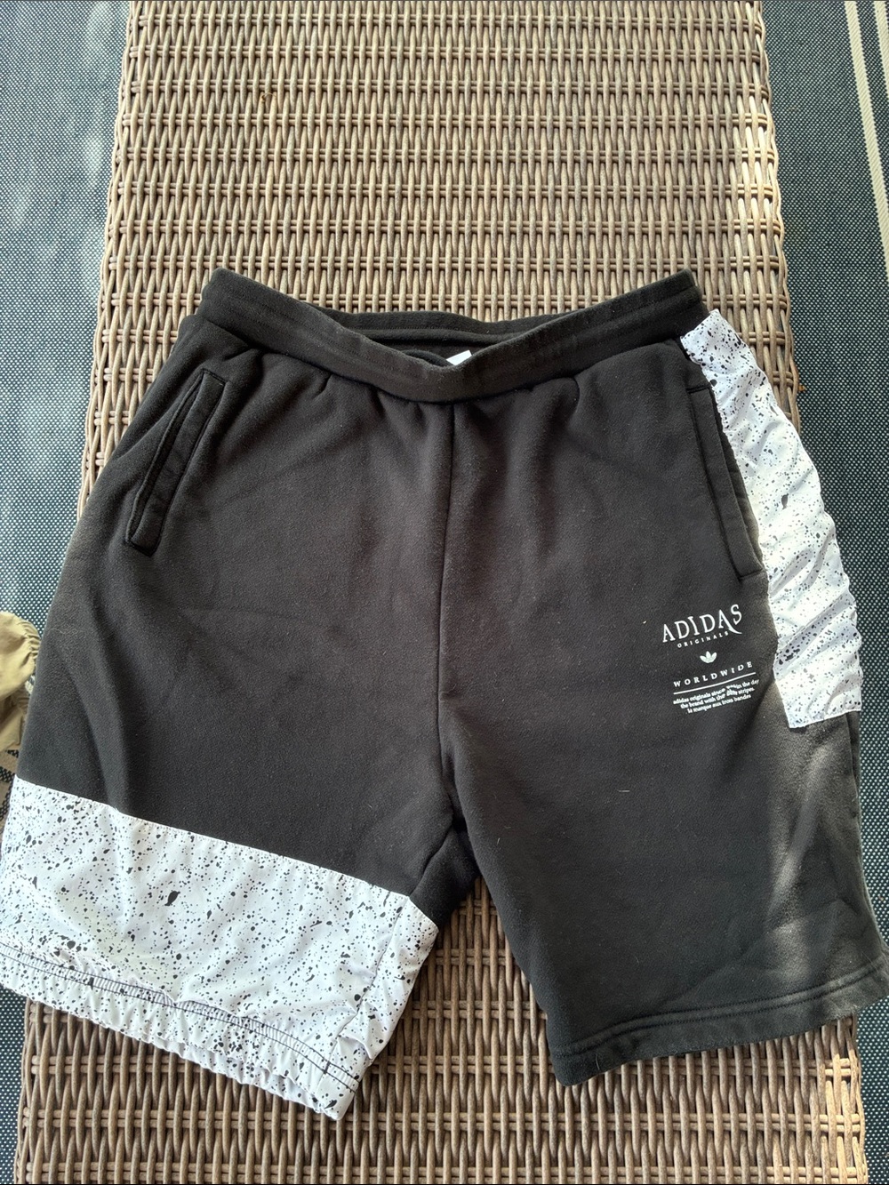 adidas Black Athletic Shorts with Speckled White Panels